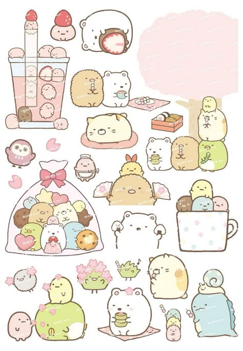 San X Wallpaper, Cinnamoroll Sticker, Sumikko Gurashi Stickers, Cute Sticker Ideas, Cute Background Pictures, Ideas For Stickers, Summiko Gurashi, Paper Dolls Clothing, Bubble Stickers