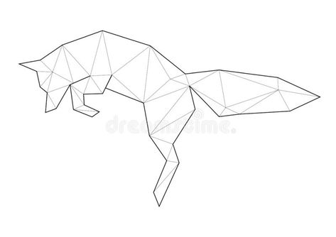 Low poly art of animals. Jumping fox. Good for wall decoration. Printable images. Suitable for coloring pages. stock illustration Geometric Fox Drawing, Polygon Art Illustration, Animals Jumping, Art Of Animals, Toothpick Sculpture, 3d Pen Stencils, Jumping Fox, Geometric Art Animal, Fox Tattoo Design