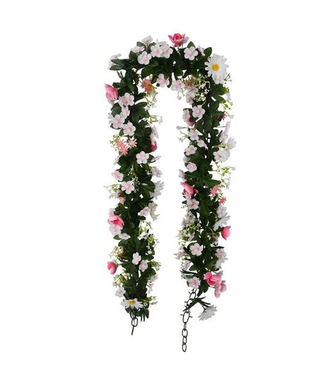 66" Spring Pink Daisy & White Baby's Breath Garland by Bloom & Room | JOANN Baby S Breath, White Daisies, Pink Daisy, Chair Decorations, Baby's Breath, Spring Home Decor, Spring Home, Joanns Fabric And Crafts, Spring Floral