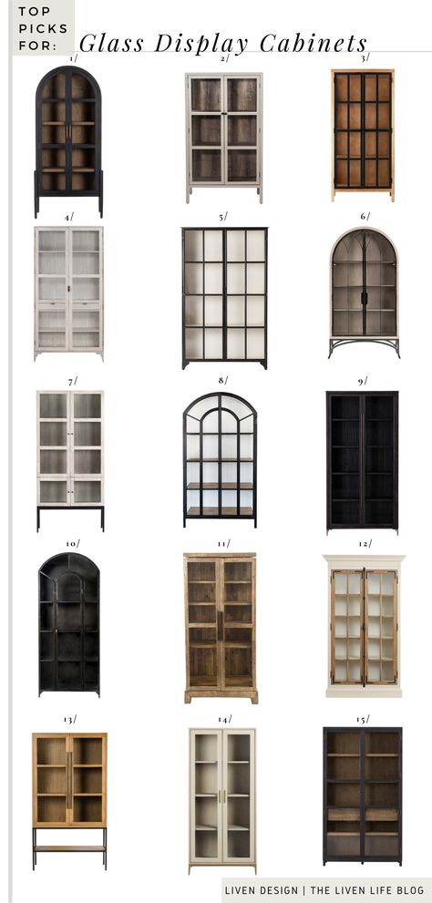 Tall Display Cabinet Glass Doors, Vintage Glass Cabinet Display, Modern Vintage Office, A Room Drawing, Modern China Cabinet Display, Glass Door Cabinet Display, Cupboard Design Modern, Antique Glass Cabinet, Crockery Display