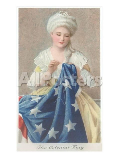 Betsy Ross Sewing Flag People Art Print - 46 x 61 cm Colonial Flag, First American Flag, Sewing Supplies Organization, Sewing Supplies Storage, Betsy Ross, Event Poster Design, Flag Art, Patriotic Holidays, Counted Cross Stitch Patterns