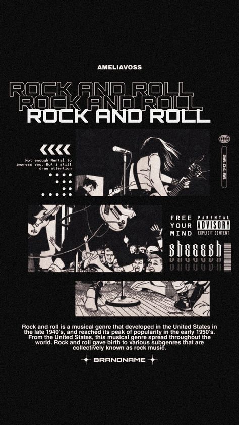 rock and roll v2 Thumbnail Ideas, Design Layouts, Graphic Design Layouts, Rock N, Rock Music, Design Inspo, Aesthetic Art, Rock N Roll, Layout Design