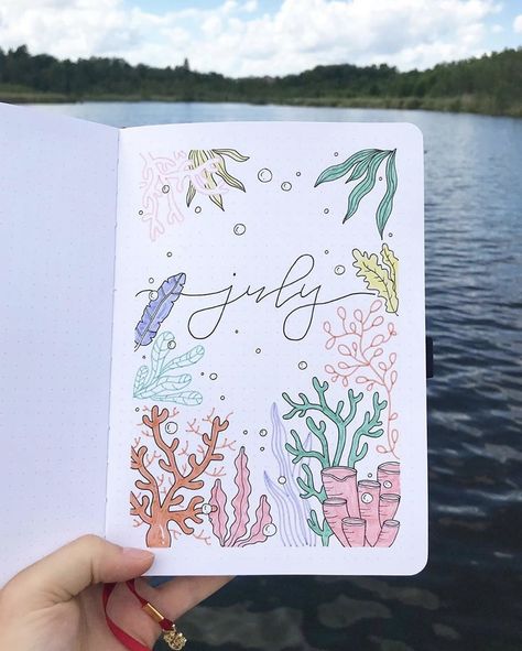 Bujo Inspiration Layout, Mermaid Bullet Journal, Summer Bullet Journal Cover, Journal D'inspiration, Journal Key, Bullet Journal Month, Summer Journal, Journal Weekly, Bullet Journal Set Up