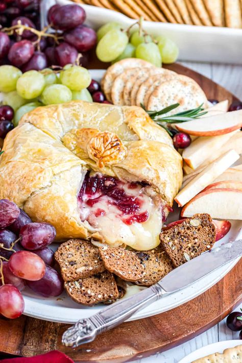 Puff Pastry Wrapped Cranberry Brie - Shugary Sweets Brie Cranberry Appetizer, Cranberry Appetizer, Brie Cranberry, Brie Puff Pastry, Brie Appetizer, Thanksgiving Appetizer, Cranberry Brie, Puff Pastry Appetizers, Pastry Appetizer