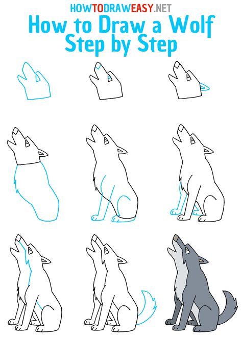 Drawing A Wolf Step By Step, Wolf Doodle Simple, Wolf Drawing Easy Step By Step, How To Draw A Wolf Easy, How To Draw A Wolf Step By Step, Draw A Wolf Easy, Simple Wolf Drawing, How To Draw A Wolf, Easy Wolf Drawing