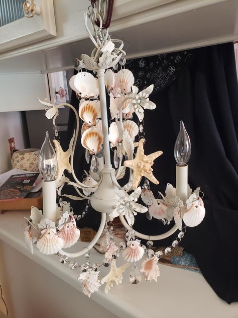 my seashell chandelier Diy Seashell Chandelier, Seashell Chandeliers, Boho Shell Chandelier, Handmade Shell Chandelier, Seashell Chandelier, White Shell Chandelier, Beach Decorations, Shell Light, Seashell Decor