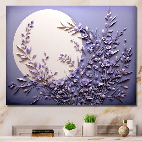 Moon Canvas, Purple Wall Art, Picture Frame Designs, Moon Wall Art, Clay Wall, Textured Canvas, Textured Canvas Art, Plaster Art, Textured Art