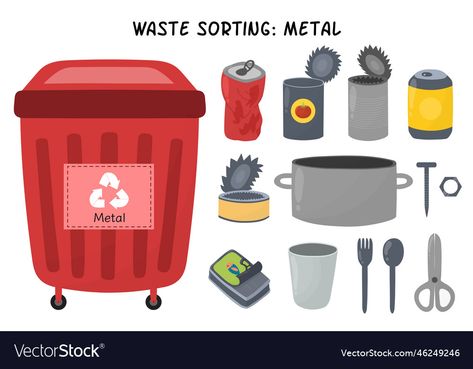 Red Trash Can, Esl Materials, Waste Management, Waste Paper, Recycle Trash, Waste Basket, Save Earth, Busy Book, Save The Planet