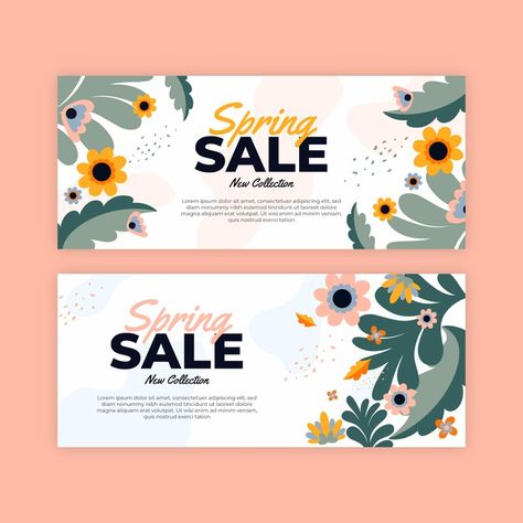 Banners spring sale in flat design | Free Vector #Freepik #freevector #banner #sale #design #spring Spring Banner Design, Spring Sale Design, Spring Graphic Design, Spring Sale Poster, Spring Flyer, Email Header, Spring Logo, Spring Sale Banner, Interactive Web Design