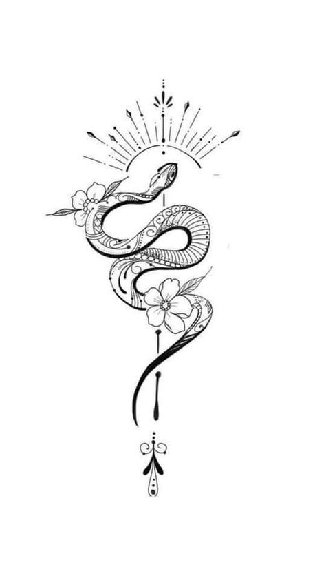 Girly Snake Tattoo, Magic Runes, Petit Tattoo, Snake Tattoo Design, Tattoos For Women Flowers, Red Ink Tattoos, Classy Tattoos, Line Art Tattoos, Discreet Tattoos