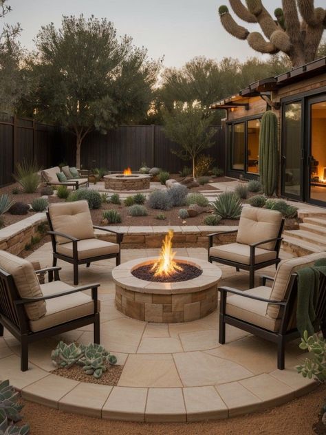 [PaidLink] Desert-Inspired Backyard Design Ideas With Succulent Gardens, Sandstone Accents, And Cozy Seating Arrangements Around A Fire Pit. #Backyardideas #Backyarddesign #firepitideasbackyardlandscapes Desert Backyard Fire Pit, Desert Inspired Backyard, Desert Backyard Oasis, Arizona Succulent Garden, Landscape Design Desert, Outdoor Desert Patio Ideas, Arizona Small Backyard Ideas, Backyard Desert Oasis, Small Desert Backyard Ideas