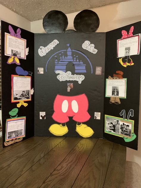 Wax Museum Poster Board Ideas, Wax Museum School Project Ideas, History Tri Fold Board Ideas, Walt Disney Poster Board Project, Trifold Poster Board Ideas History, Living Wax Museum Project Kids, Posterboard Projects For School, History Fair Boards, Walt Disney Wax Museum Project