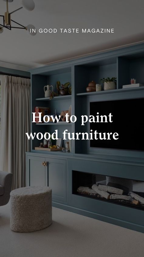 A step-by-step decorating guide on how to upcycle and paint wooden furniture using Lick paint - from media walls, built-in shelving and cupboards. Paint Wooden Furniture, Paint Wood Furniture, Media Walls, Wood Primer, Water Based Primer, Painting Wooden Furniture, Painting Wood Furniture, Built In Cupboards, Eggshell Paint