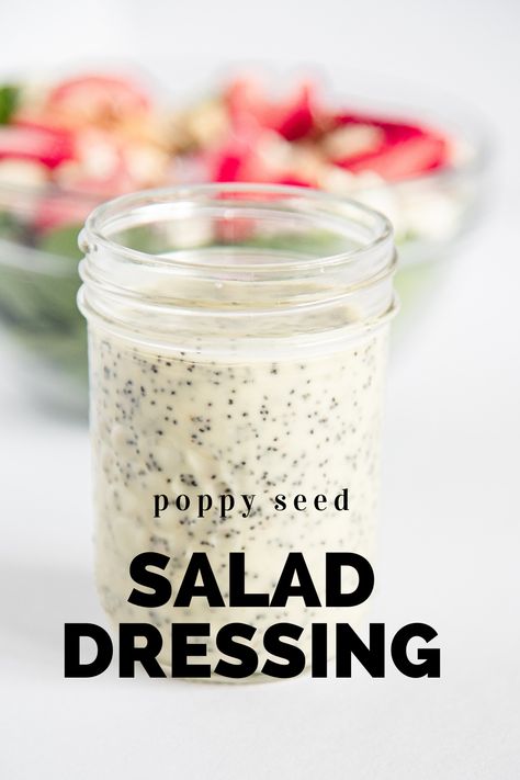 This homemade poppy seed dressing is super easy to make, calls for just 8 simple ingredients, and can be whipped up in no time! This homemade dressing is sweet and tangy with just the right amount of poppy seeds, and is perfect for topping your favorite salad! Sweet Poppyseed Dressing, Poppy Seed Salad Dressing, Poppyseed Salad Dressing, Sweet Salad Dressings, Poppy Seed Salad, Homemade Thousand Island Dressing, Clean Dinner, Ranch Dressing Recipe Homemade, Clean Dinner Recipes