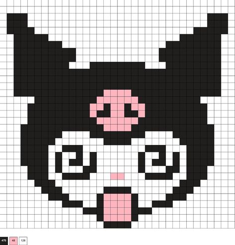 Kuromi Graph Paper, Pixel Drawings Sanrio, Sanrio Pixel Art Grid Kuromi, Pixel Art Grid Easy Sanrio, Art Ideas For Your Room, Sanrio Pearl Beads Pattern, Ideas For Pixel Art, Puppy Perler Beads, Kawaii Grid Pattern