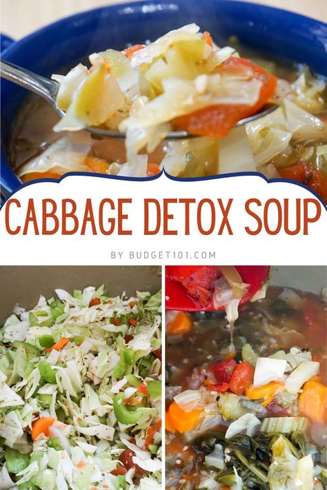 Cabbage Detox Soup  This Cabbage Detox Soup is a flavorful, low-calorie soup designed to support rapid weight loss. Filled with hearty vegetables and aromatic herbs, it's perfect for anyone looking to drop a few pounds quickly.  #Budget101 Keto Cabbage Soup Crock Pot, Detox Cabbage Soup 7 Day Diet, 7 Day Cabbage Soup Diet Plan, Low Calorie Vegetable Soup Recipes, Low Cal Cabbage Soup, Cabbage Egg Drop Soup, Weight Watchers Fat Burning Cabbage Soup, Cabbage Detox Soup 10 Pounds, Cabbage Detox Soup Recipes