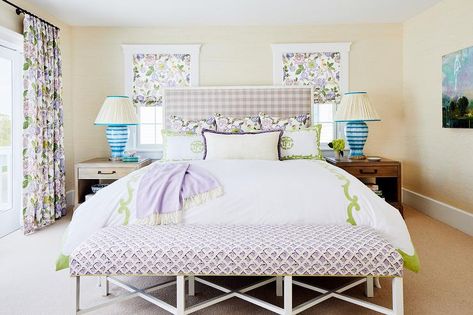 Lime Green Bedding, White Girls Bedroom, Katie Rosenfeld, Girls Bedroom Green, Purple Girls Bedroom, Leontine Linens, Wood Canopy Bed, French Headboard, Green Headboard