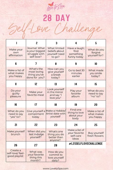 Who Loves ya baby? It better be you! Try this 28 day self love challenge and see how many you can complete. #selflove #selflovechallenge #selflovehelp #selflovejournalprompts Self Love Challenge, Spiritual Wellbeing, Funny Today, Bible Challenge, Love Challenge, Training And Development, 28 Days, Have A Laugh, Self Care Activities