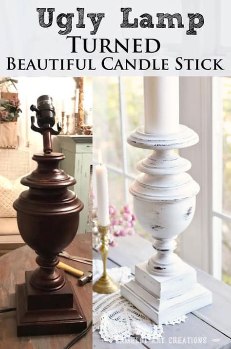 Diy Candle Sticks, Thrift Store Diy, Candle Stick Decor, Deco Champetre, Thrift Store Crafts, Diy Candle Holders, Deco Luminaire, Diy Furniture Renovation, Painting Furniture