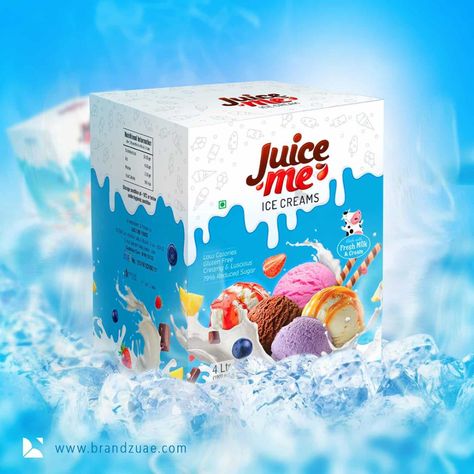 Brandzuae on Instagram: “Project : Box Design Designed : Box #dubai #uae #mydubai #abudhabi #dubailife #love #fashion #london #dxb #usa #paris #india…” Ice Cream Box Design, Fruit Juice Packaging, Yogurt Packaging, Ice Cream Photography, Ice Cream Packaging, Food Kiosk, Juice Ice, Fashion London, Juice Packaging