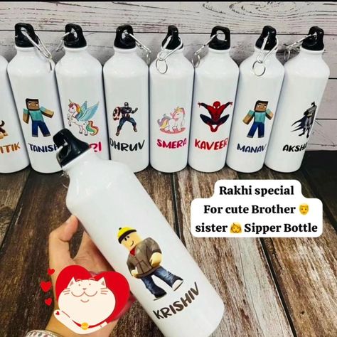 Contact 7206926018 CUSTOMISE WATER BOTTLE SIZE - 600 ML SIZE - 750 ML Same day despatch Available in panipat Free shipping all over india #rakhispecial #giftideas #onlineshopping #onlinestore #viral #india Customised Water Bottles, Bottle Sizes, Water Bottle, India, Free Shipping, Water, Quick Saves