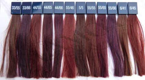 WELLA KOLESTON PERFECT Vibrant Reds | glamot.com Wella Colour Chart, Wella Hair Color Chart, Red Hair Color Chart, Red Violet Hair Color, Violet Hair Color, Hair Color Swatches, Red Violet Hair, Violet Hair Colors, Vibrant Red Hair