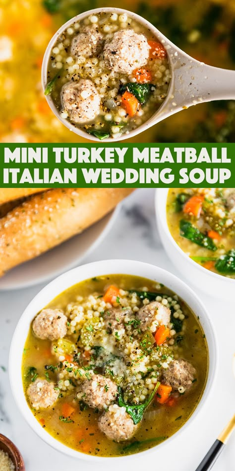 Meatball Italian, Mini Meatball Soup, Mini Turkey Meatballs, Italian Turkey Meatballs, Meatballs Pasta, Turkey Meatball Soup, Italian Meatball Soup, Ground Turkey Soup, Ground Turkey Meatballs