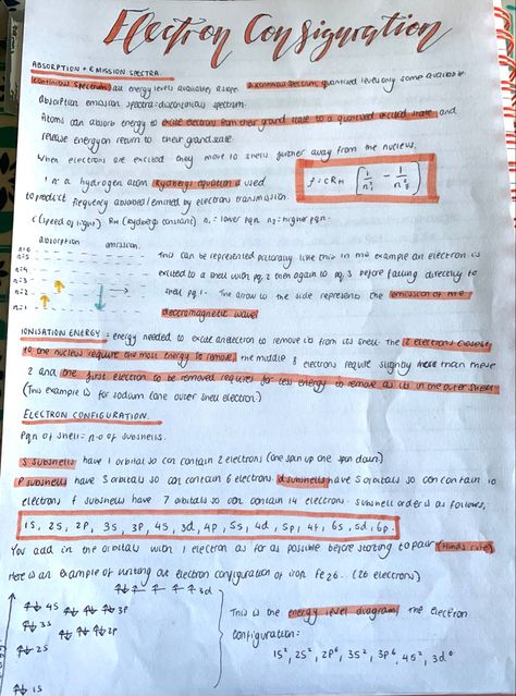 Electron Configuration Notes, Chemistry A Level Aesthetic, A Level Chemistry Revision, School Study Notes, A Level Chemistry Notes, Chemistry A Level, Gcse Chemistry Revision, Chem Notes, A Level Chemistry