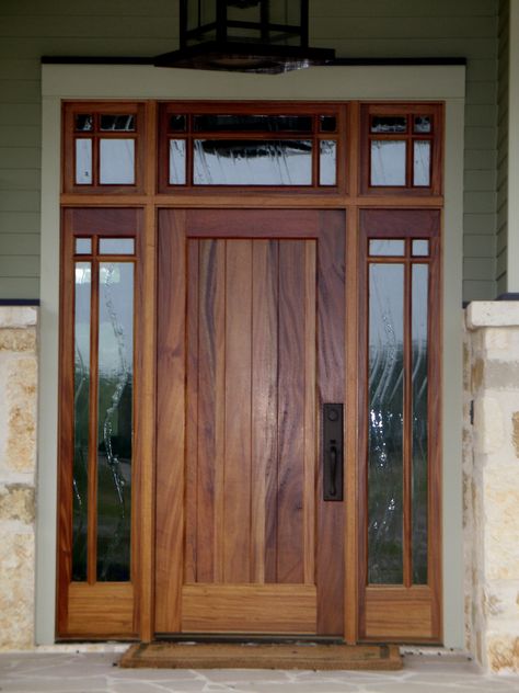 www.granddoorcompany.com Wooden Entrance Door Front Entry, Wood Door With Glass, Front Door With Sidelights, Craftsman Front Doors, Wooden Front Door, Door With Sidelights, Pintu Interior, Exterior Doors With Glass, Prehung Interior Doors