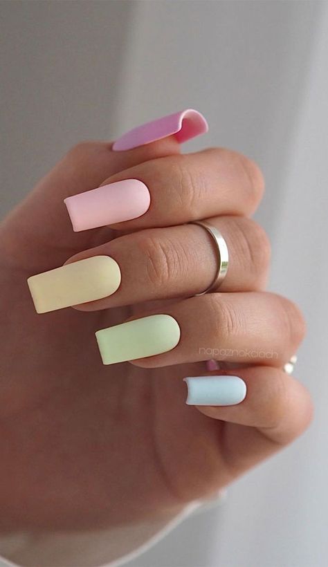 Pastel Color Nails, Simple Spring Nails, Pastel Nails Designs, Easter Nail Designs, Cute Spring Nails, Spring Nail Colors, Cute Summer Nails, Spring Nail Art, Easter Nails