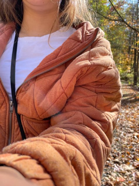 Orange Jean Jacket Outfit, Orange Quilted Jacket Outfit, Orange Jacket Outfit, Cozy Orange Winter Outerwear, Orange Denim Jacket, Orange North Face Jacket, Orange Courdoroy Jacket, Orange Free People Jacket, Quilted Jacket Outfit