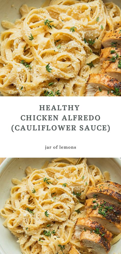 Chicken Fettucine Alfredo Recipe, Healthy Chicken Alfredo Recipe, Alfredo Cauliflower, Healthy Pasta Recipes Clean Eating, Cauliflower Pasta Sauce, Cauliflower Pasta Recipes, Low Cholesterol Recipes Dinner, Healthy Alfredo Sauce Recipe, Healthy Fettuccine Alfredo