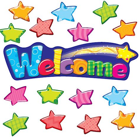 T-8710 Welcome Stars Mini Bulletin Board Set Star Bulletin Boards, Welcome Banners, Stars Classroom, Star Of The Week, Job Chart, Welcome Students, Bulletin Board Sets, Welcome Banner, Reward Stickers