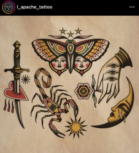 American Trad Flash, Traditional Tattoo Color Palette, American Traditional Lunar Moth, Old School Moth Tattoo Design, Neotrad Flash, American Trad Moth Tattoo, American Traditional Moth, Unique American Traditional, Paul Dobleman Flash