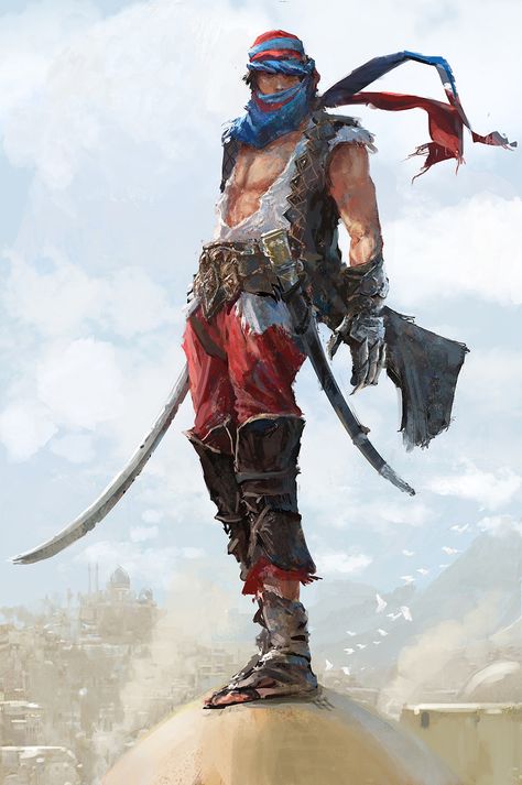 Prince of Persia Fan art, Kobe Sek on ArtStation at https://www.artstation.com/artwork/qbn0e?utm_campaign=notify&utm_medium=email&utm_source=notifications_mailer Concept Art Landscape, Persian Warrior, Prince Of Persia, Arabian Nights, Fantasy Warrior, Fantasy Rpg, Medieval Fantasy, Dnd Characters, Character Portraits