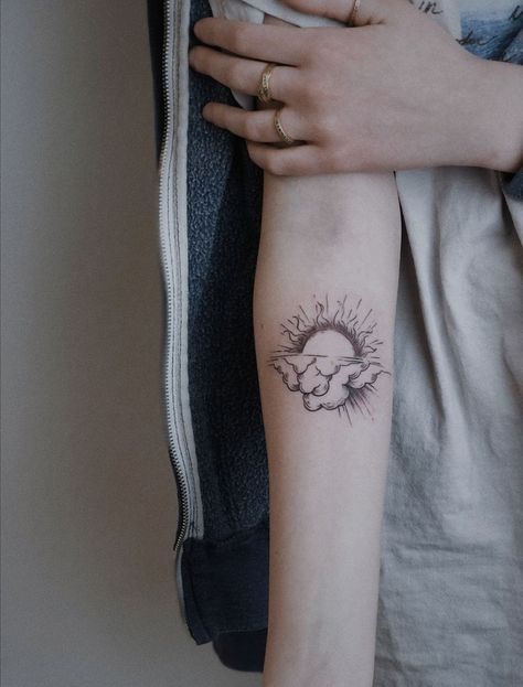 Sun Clouds Tattoo, Comb Tattoo, Dreamer Tattoo, Side Body Tattoos, Nautical Sleeve, Fire Tattoos, Rain Tattoo, Sky Tattoo, Clouds Tattoo