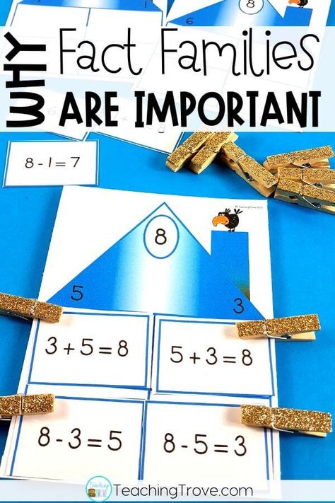 Why Fact Families are Important for Understanding Subtraction - Teaching Trove Fact Family Activities, Fact Families Activities, Family Activities Kindergarten, Mental Math Strategies, Family Activities Preschool, Subtraction Games, Family Houses, Partner Games, Addition Games