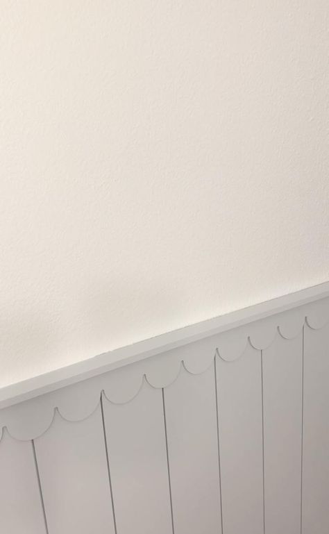 DIY Scalloped Shiplap Paneling - haus & hand Scalloped Wall Paneling, Scalloped Wall Diy, Scalloped Wainscoting, Beat Board Wall, Scalloped Crown Molding, Scallop Accent Wall, Nursery Beadboard Walls, Beadboard Half Wall Nursery, Scalloped Board And Batten