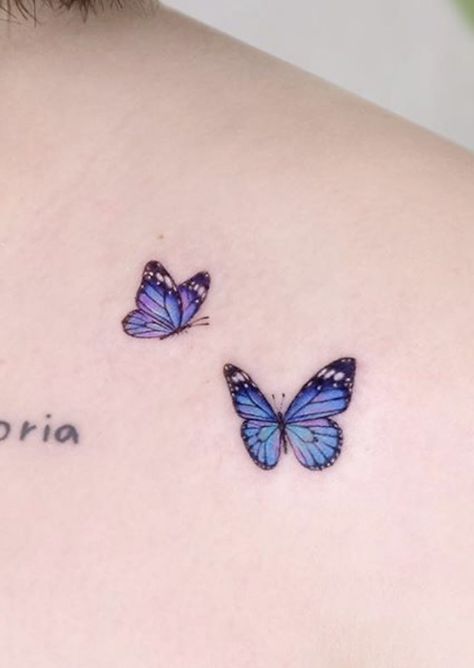 Small Purple Butterfly Tattoo, Butterfly Tattoo Purple, Mini Butterfly Tattoo, Purple Butterfly Tattoo, Butterfly Tattoos Images, Colorful Butterfly Tattoo, Simple Butterfly Tattoo, Amazing 3d Tattoos, Blue Butterfly Tattoo