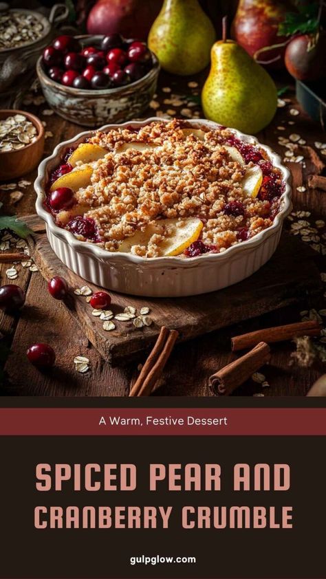 Spiced Pear and Cranberry Crumble: A Warm, Festive Dessert Cranberry Crumble Recipe, Pear And Cranberry, Apple Pie Lattice, Cranberry Crumble, Pear Cobbler, Pear Dessert Recipes, Ripe Pears, Cranberry Tart, Autumn Baking