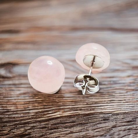 Rose Quartz Jewelry, Rose Quartz Earrings, Secret Santa Gift, Friend Gifts, Gemstone Stud Earrings, Quartz Jewelry, Rose Quartz Gemstone, Pink Gemstones, Gemstone Studs