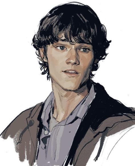 Miguel O'hara Holding Mayday, Man Hair Reference Drawing, Man Reference Drawing, Men Drawing Reference, Sam Winchester Fanart, Dean Winchester Fanart, Tumblr Fanart, Spn Fanart, Supernatural Fanart