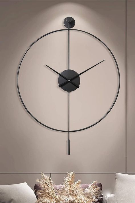 Big Clocks In Living Room, Big Clock Wall Decor, Big Clock Decor Living Rooms, Big Clock Decor, Clock In Living Room, Wall Clock With Pendulum, Large Wall Clock Decor, Big Wall Clocks, Big Clock