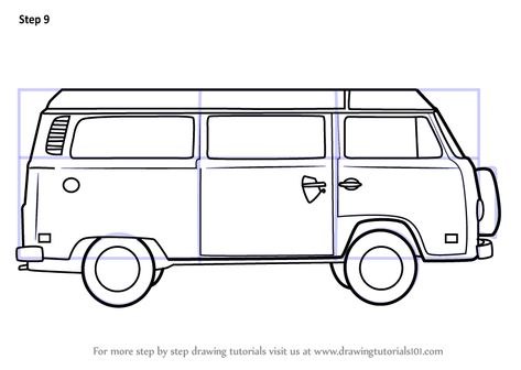 848x602 Learn How To Draw A Camper Van Camper Van Drawing, Volkswagen Drawing, Rv Drawing, Campervan Tattoo, Camper Drawing, Vehicles Drawing, Beach Trolley, Van Drawing, Logo Voyage