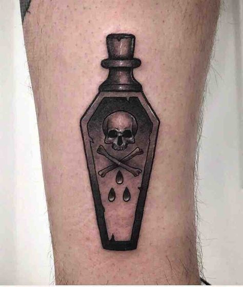 Poison Tattoo, Coffin Tattoo, Glyph Tattoo, One Word Tattoos, 16 Tattoo, Poison Bottle, Literary Tattoos, Bottle Tattoo, Bottle Drawing