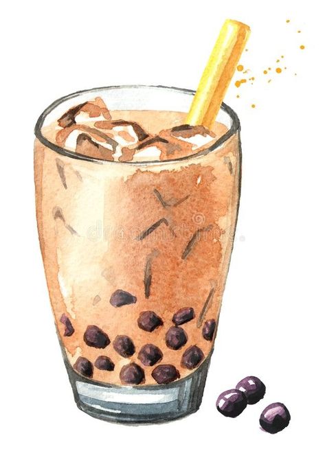 Bubble Tea Tapioca Pearls, Tapioca Pearl, Tea Food, Mlem Mlem, Vietnam Art, Food Painting, Indie Art, Food Concept, Kraf Diy