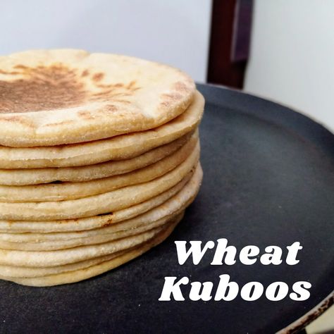 One of the healthiest bread which is a great combination for grilled type chicken, hummus, falafel, mayonnaise etc. This Kuboos is a combination of wheat flour & yeast. Kuboos Recipe, Healthiest Bread, Hummus Falafel, Chicken Hummus, Arabic Bread, Healthy Bread, Wheat Flour, Half Saree, Bread Recipe