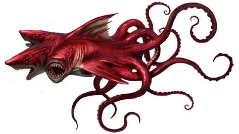 The Three-Headed Sharkraken and All the Other Monsters That Make Pathfinder's Bestiary 5 So Amazing Octopus Monster Art, Caribbean Folklore, Monster Octopus, Ocean Monsters, Book Of Monsters, Beast Creature, Cool Monsters, Giant Monsters, Fantasy Beasts