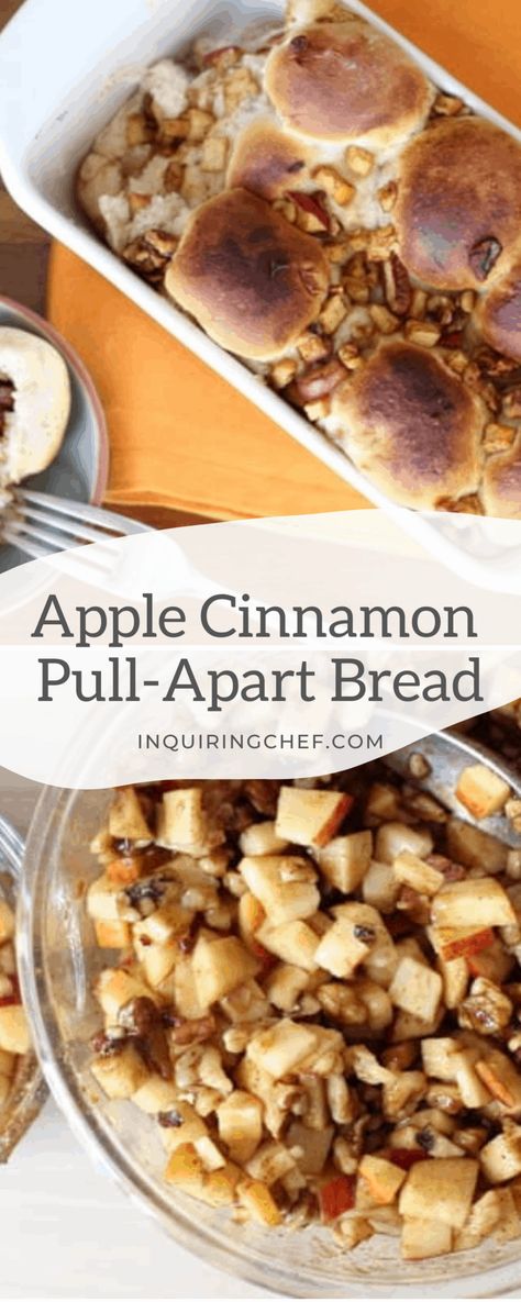 No-knead dough makes this bread an easy fall treat that bursts with apple, walnut, and cinnamon-sugar flavor. Cinnamon Pull Apart, Cinnamon Pull Apart Bread, Apple Walnut, Apple Recipes Easy, Bread Easy, Pull Apart Bread, Bread Serving, Apple Filling, No Knead