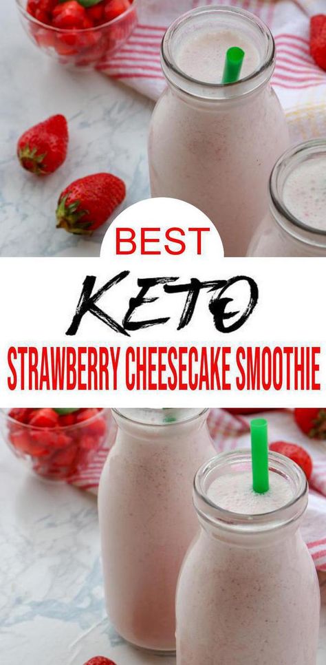 Strawberry Shake Recipe, Strawberry Cheesecake Smoothie, تشيز كيك بالفراولة, Low Carb Smoothie, Keto Strawberry Cheesecake, Lowcarb Recipes, Keto Snacks Easy, Cheesecake Smoothie, Desayuno Keto